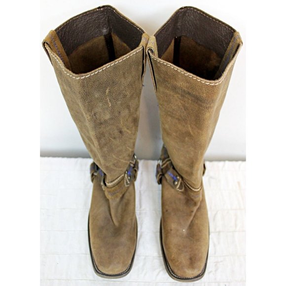 Bed Stu Footwear Woman Sz 11 Brown Suede Leather Riding Tall Boots Western - Picture 2 of 12